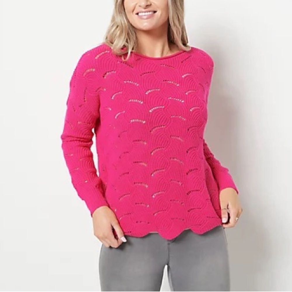 Attitudes by Renee Sweater with Scalloped Details